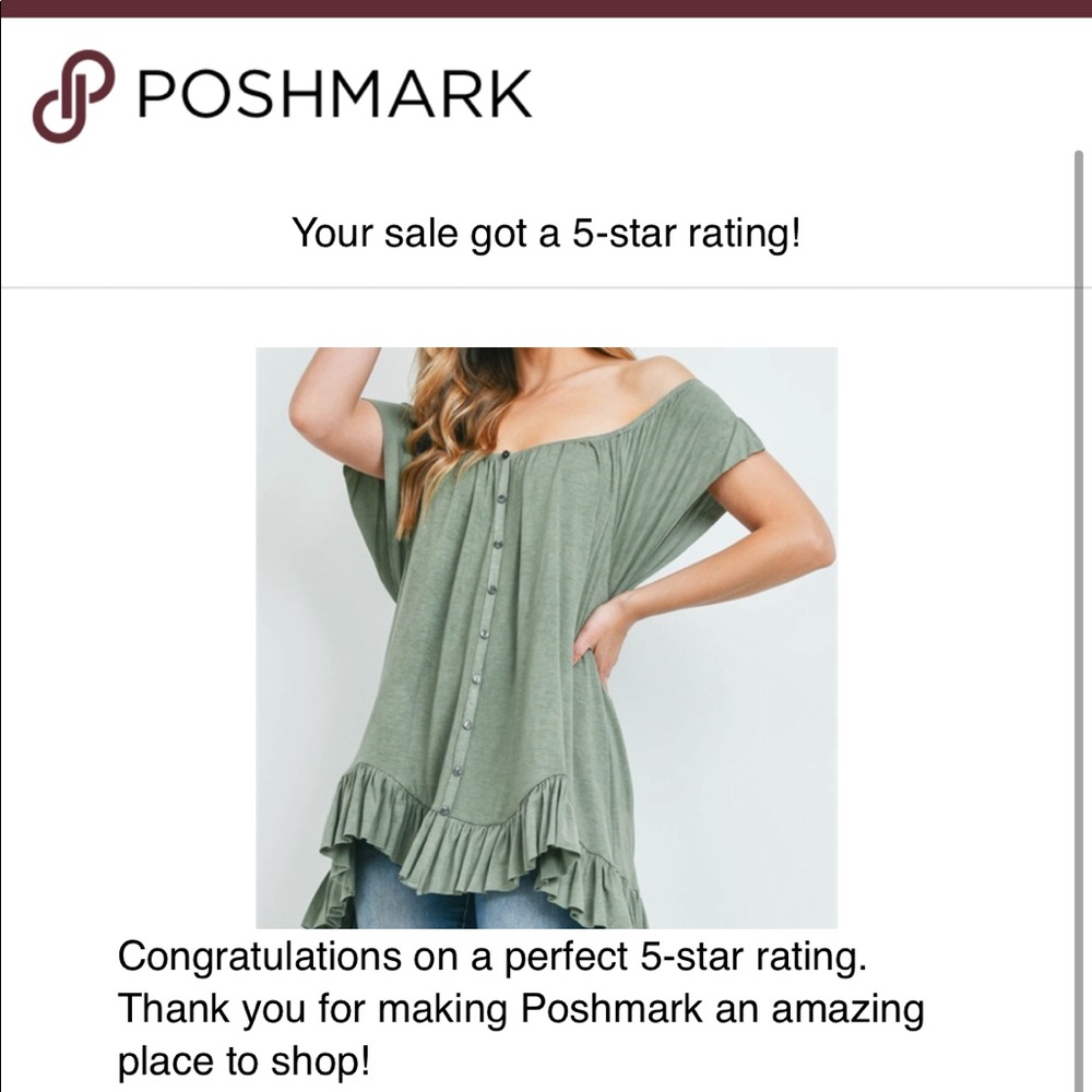 Olive off shoulder Boho style top - Picture 10 of 10